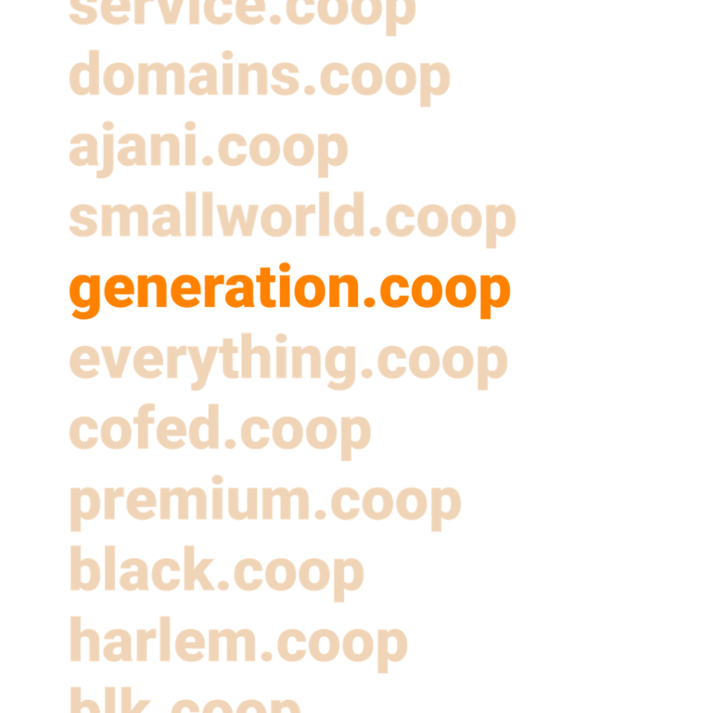 list of .coop domain names partnering with Small World